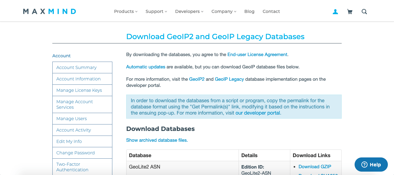 Maxmind Database download